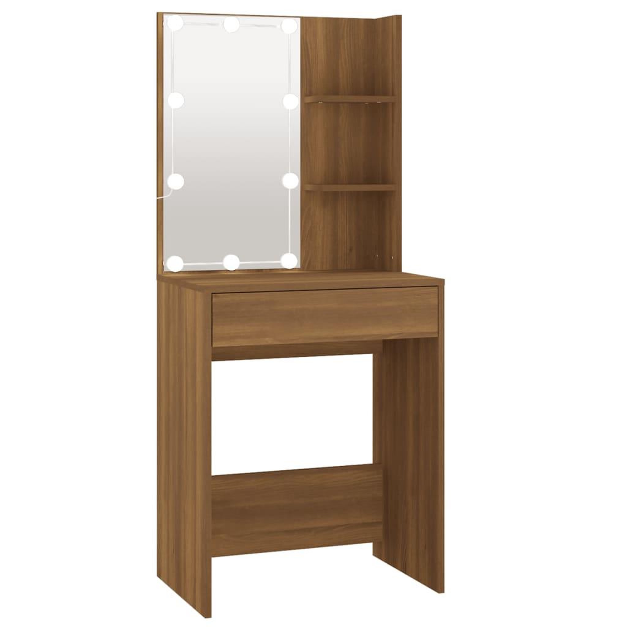 Voir la diapositive 2 : VIDAXL Coiffeuse avec LED Chene marron 60x40x140 cm