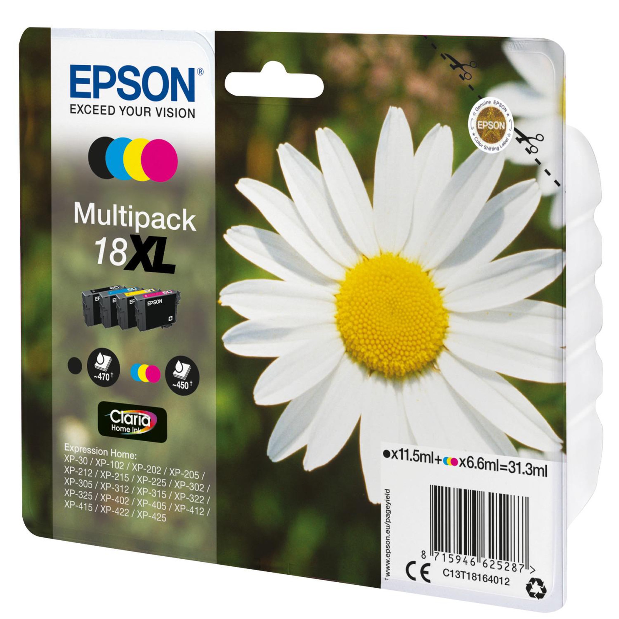 Voir la diapositive 3 : Epson EPSON Multipack T1806 - Paquerette - Noir, Cyan, Magenta, Jaune