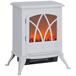 HOMCOM Cheminée électrique poêle style rétro thermostat 1000-2000 W blanc