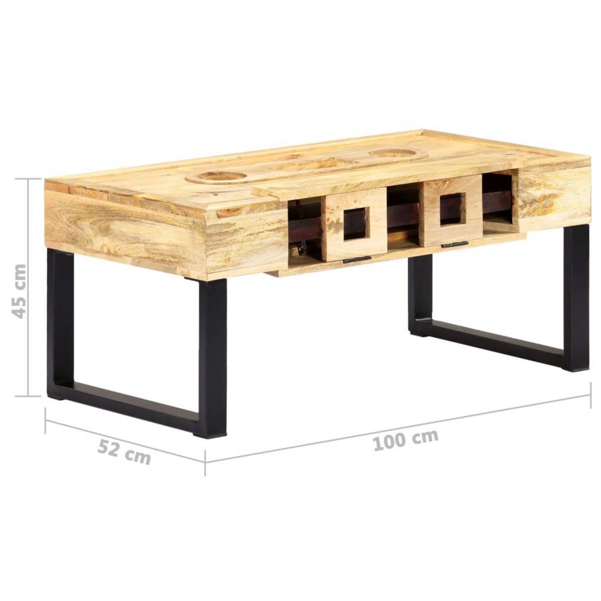VIDAXL Table basse Style cassette 100x52x45 cm Bois de manguier massif