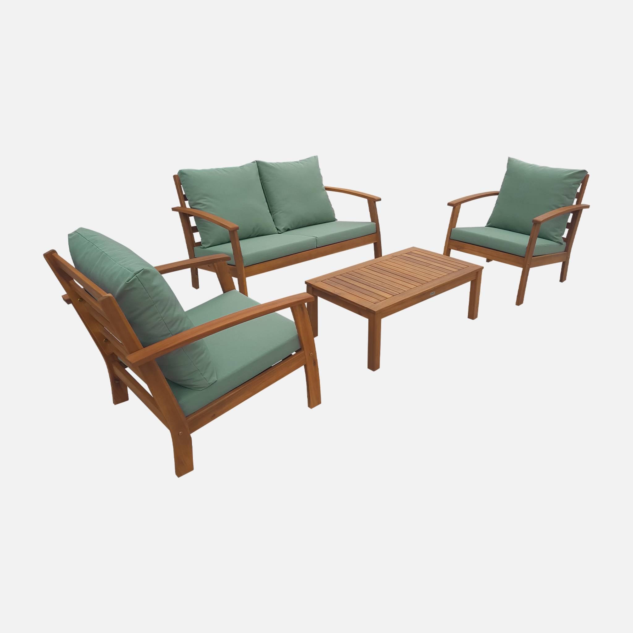 Voir la diapositive 1 : SWEEEK Salon de jardin en bois 4 places - Ushuaïa - Canapé, fauteuils et table basse en acacia, design