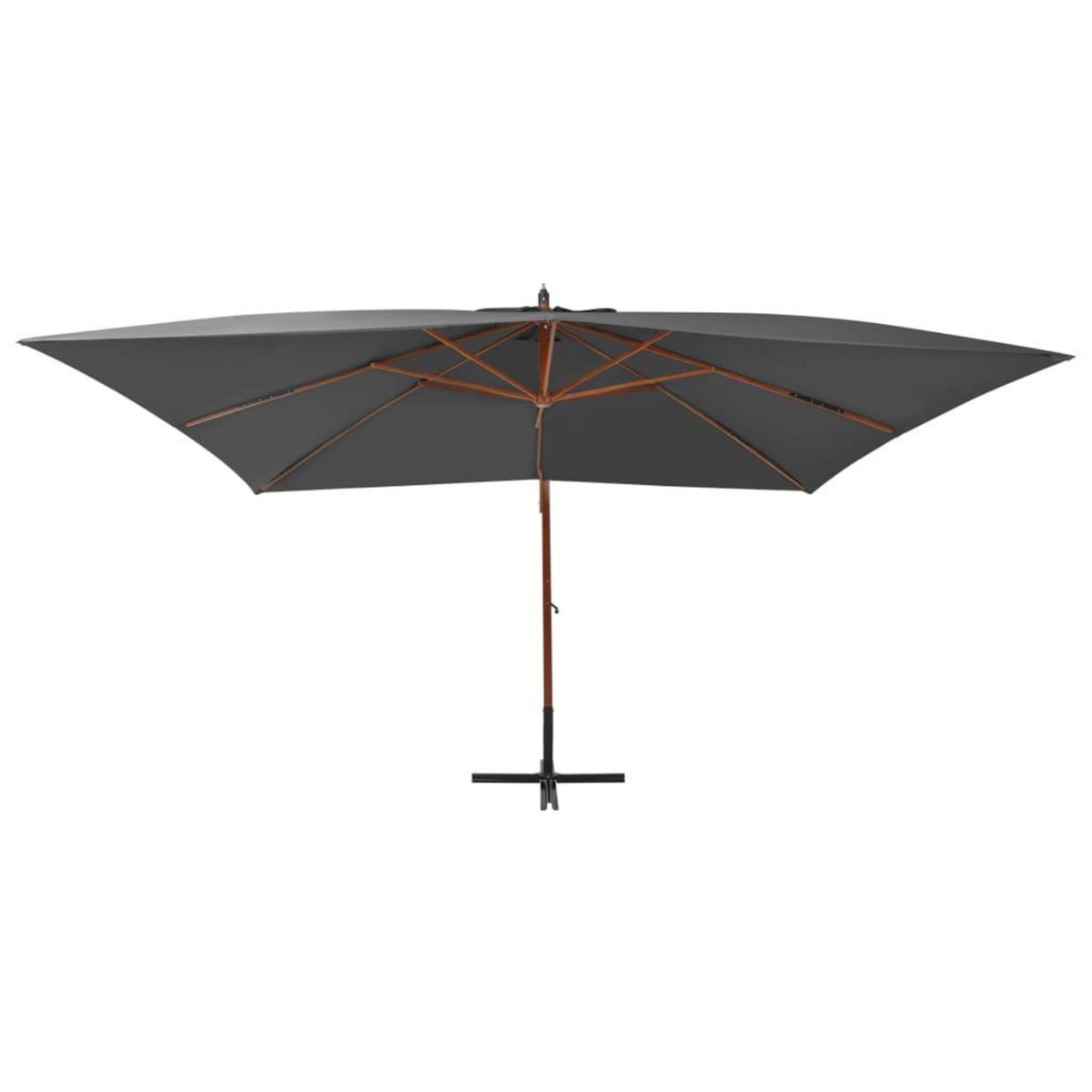 VIDAXL Parasol de jardin en porte-a-faux avec mat en bois anthracite