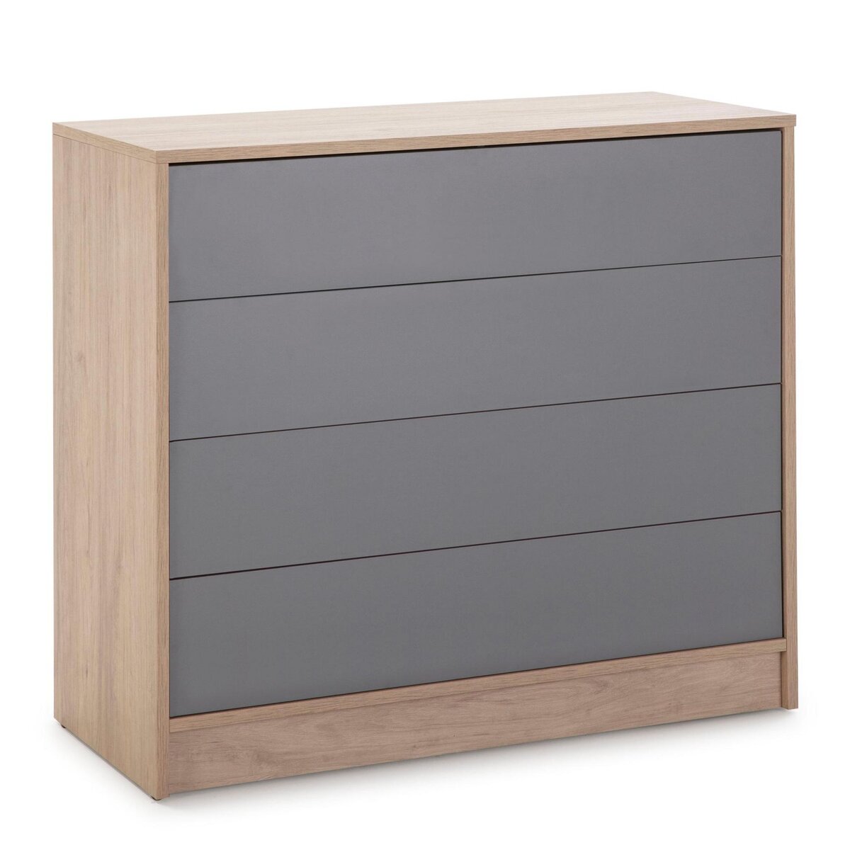 VS VENTA-STOCK Commode de Nuit Panama 4 tiroirs, Couleur Bois et Gris, 80 cm Largeur