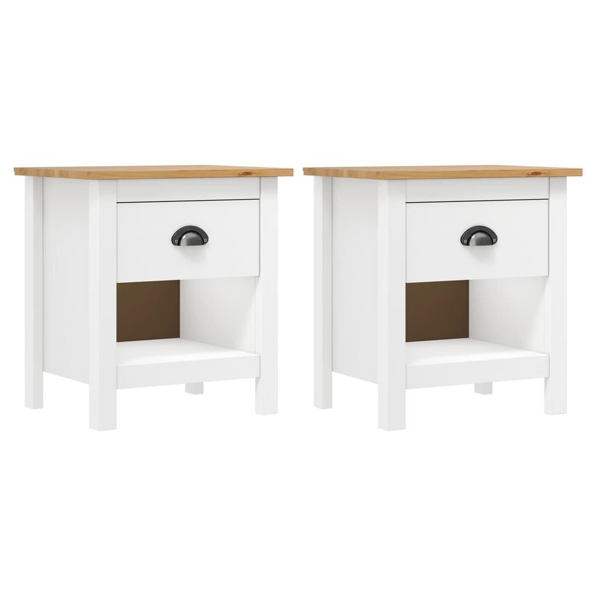 Voir la diapositive 1 : VIDAXL Tables de chevet 2 pcs Hill 46x35x49,5 cm Bois de pin solide