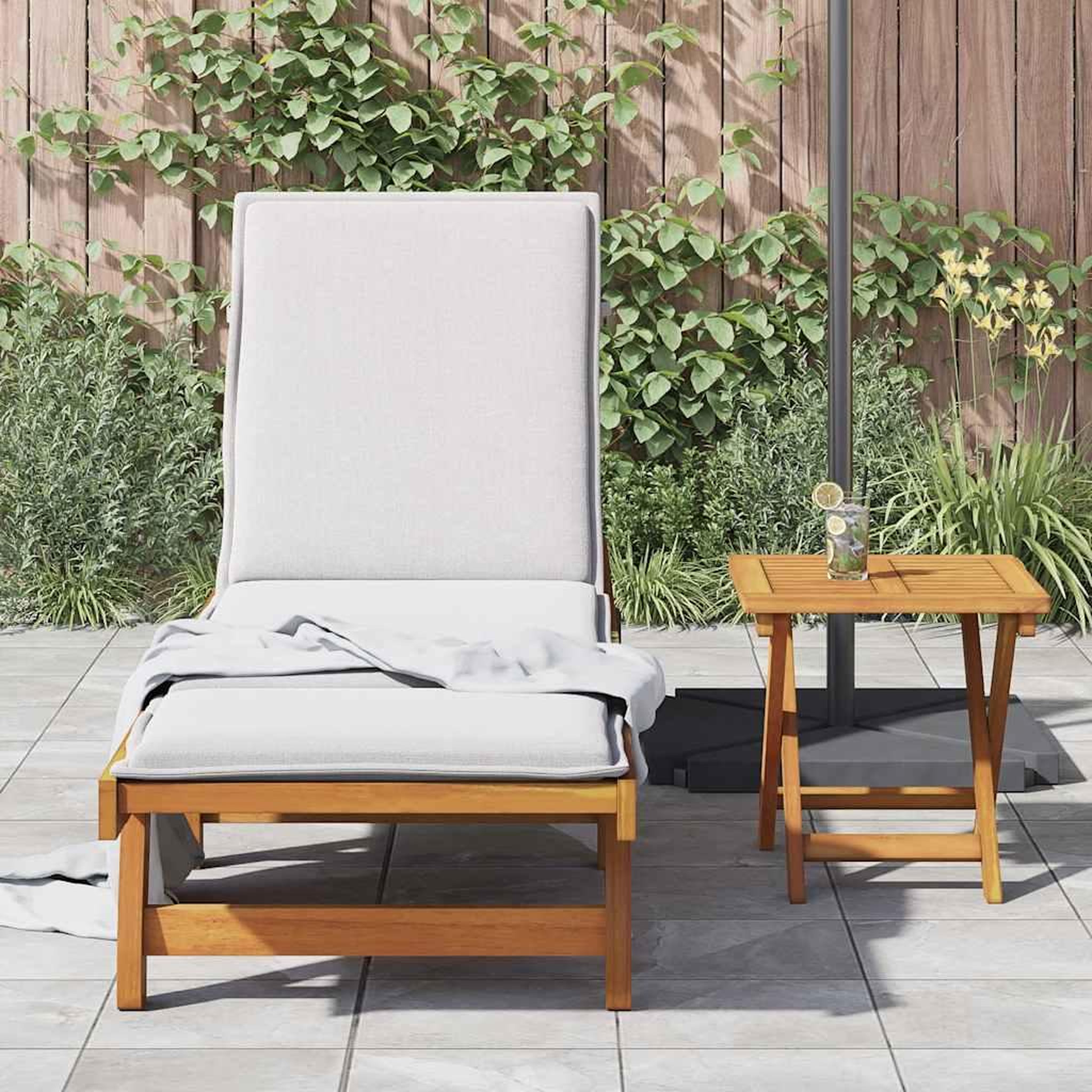 Voir la diapositive 3 : VIDAXL Chaise longue avec table bois massif d'acacia