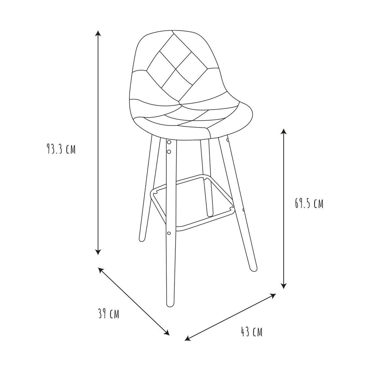 TOILINUX Lot de 2 Tabourets de bar Patchwork