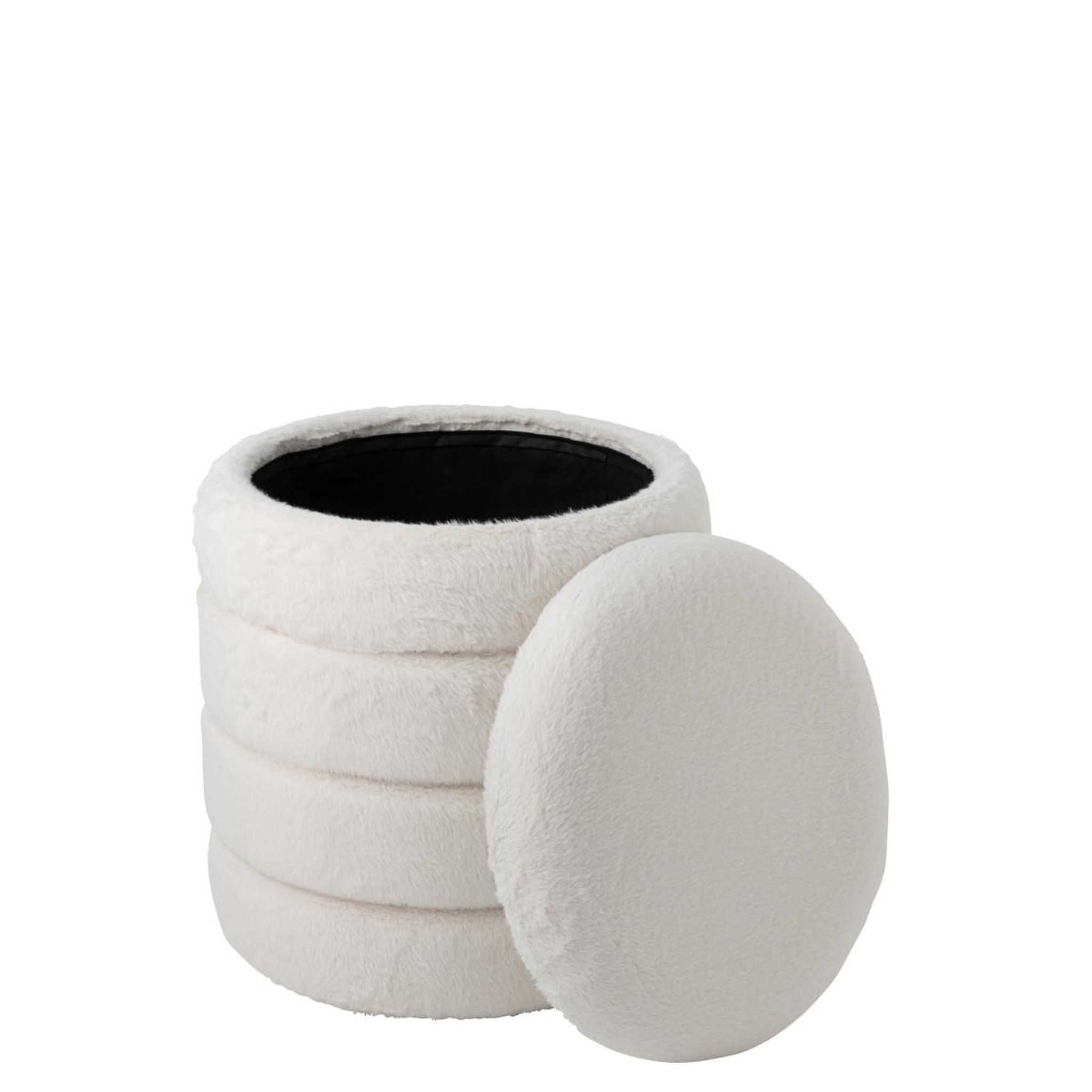 Voir la diapositive 5 : J-LINE Pouf coffre imitation fourrure  cotton  47cm blanc
