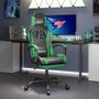 Voir la diapositive 1 : VIDAXL Chaise de jeu pivotante et repose-pied Noir et vert Similicuir