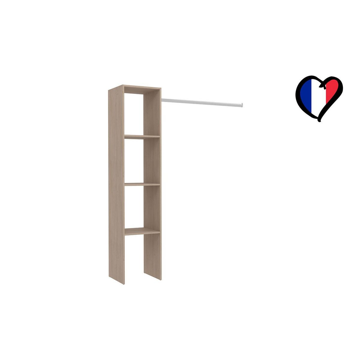 CONCEPT USINE Dressing bois avec 3 étagères et penderie : 138 x 40 x 180 cm ELYSEE