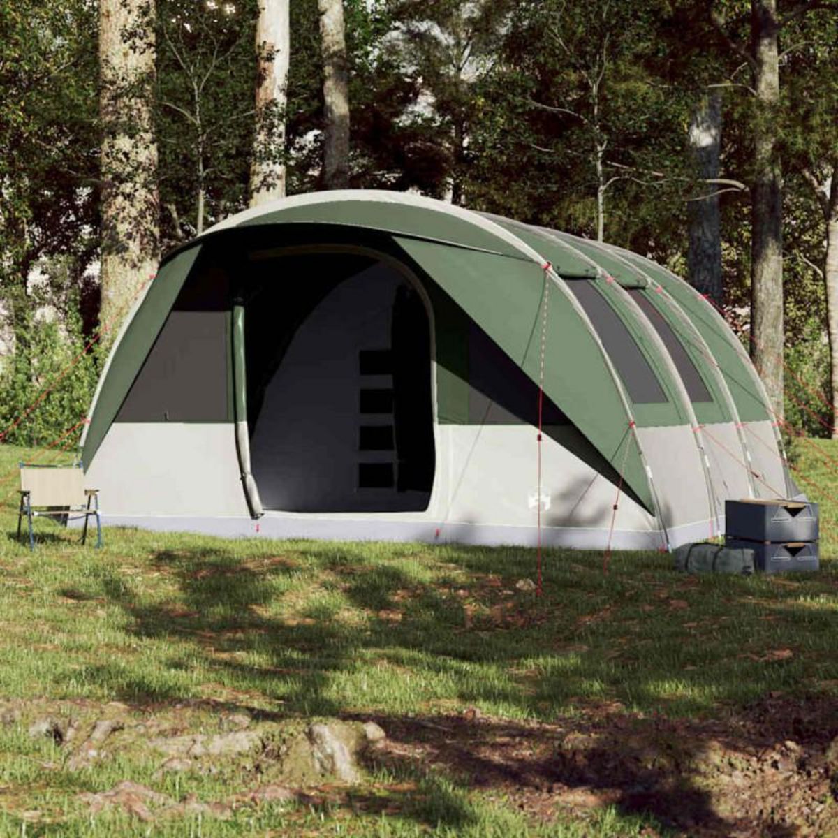 VIDAXL Tente de camping tunnel 7 personnes vert imperméable