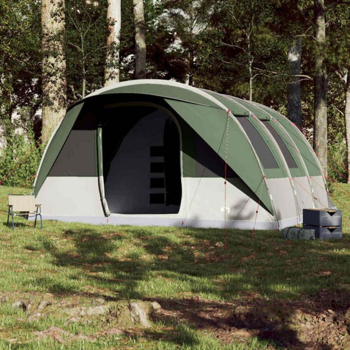 VIDAXL Tente de camping tunnel 7 personnes vert imperméable
