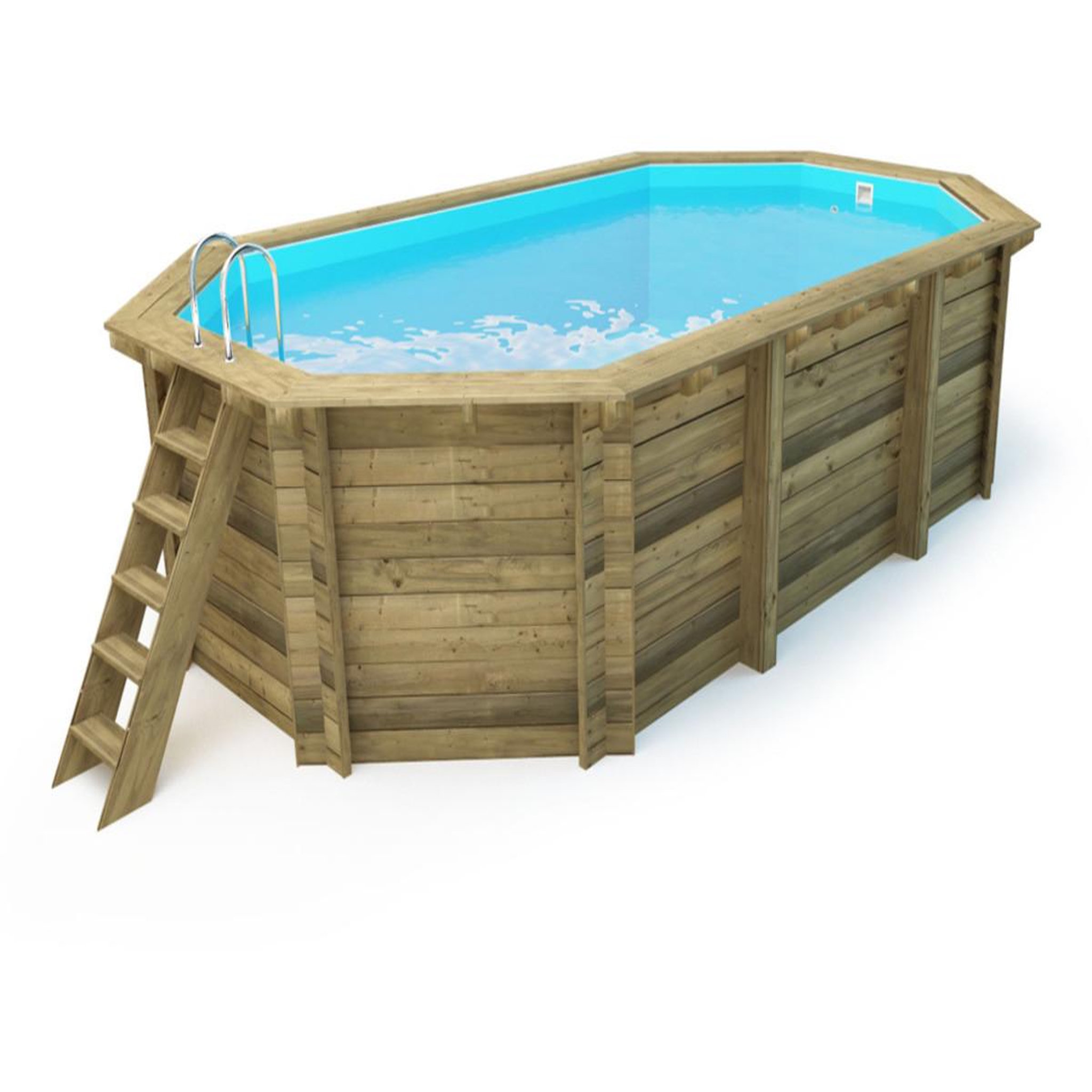 Voir la diapositive 2 : Habitat et Jardin Piscine bois   Miami 145   - 4.86 x 3.36 x 1.45 m + Bâche à bulles 180 µ + Bâche hiver 280 gr/m²