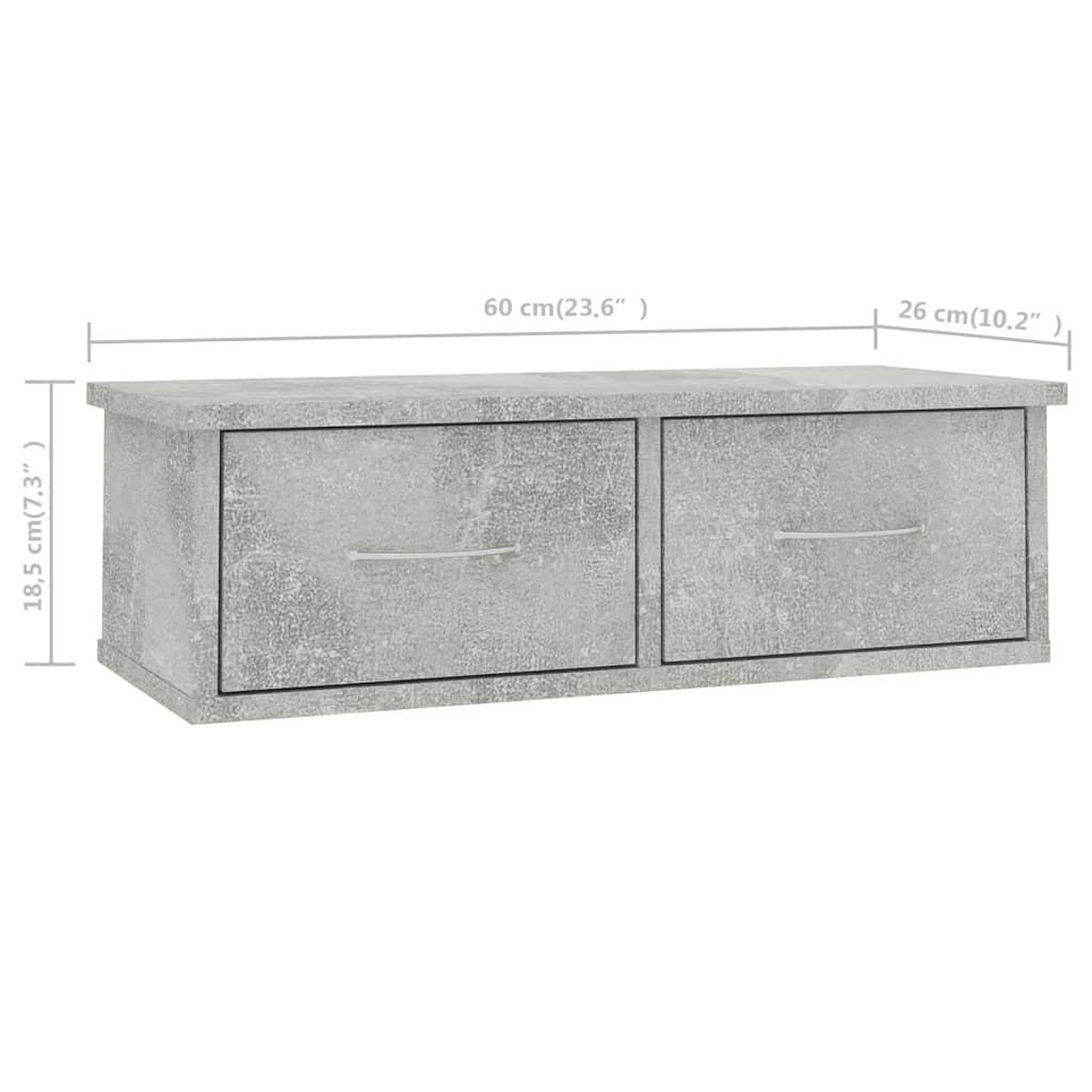 Voir la diapositive 6 : VIDAXL Etagere murale avec tiroirs Gris beton Bois d'ingenierie