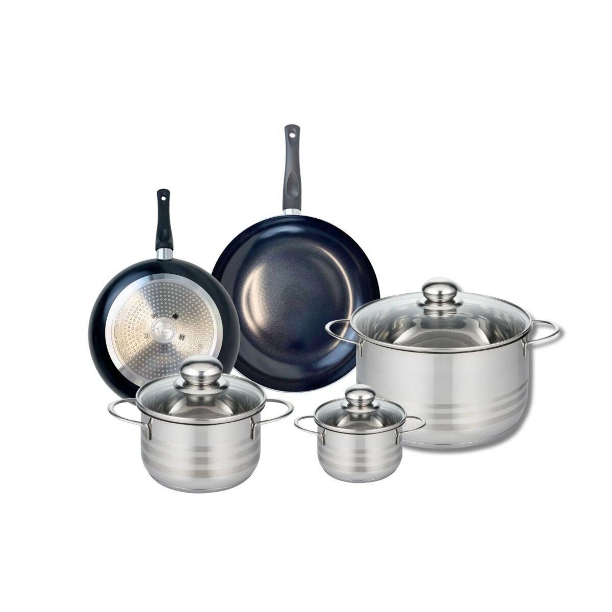 ELO Ensemble de 2 Poêles de cuisson 20 et 24 cm et 3 faitouts 12, 16 et 24 cm Elo Prima Brillant