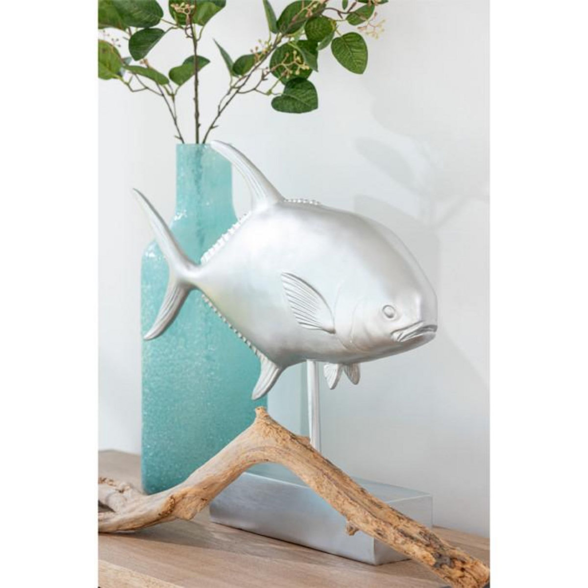 Paris Prix Statue Déco  Poisson sur Pied  51cm Argent