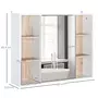 HOMCOM Miroir de salle de bain avec placard et étagères - 4 étagères latérales + 2 étagères intérieures - MDF panneaux particules blanc chêne clair