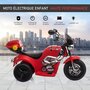 HOMCOM Moto électrique pour enfants scooter 3 roues 6 V 3 Km/h effets lumineux et sonores top case rouge