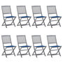 Voir la diapositive 1 : VIDAXL Chaises pliables d'exterieur lot de 8 et coussins Bois d'acacia