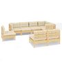 Voir la diapositive 2 : VIDAXL Salon de jardin 8 pcs avec coussins creme Bois de pin massif