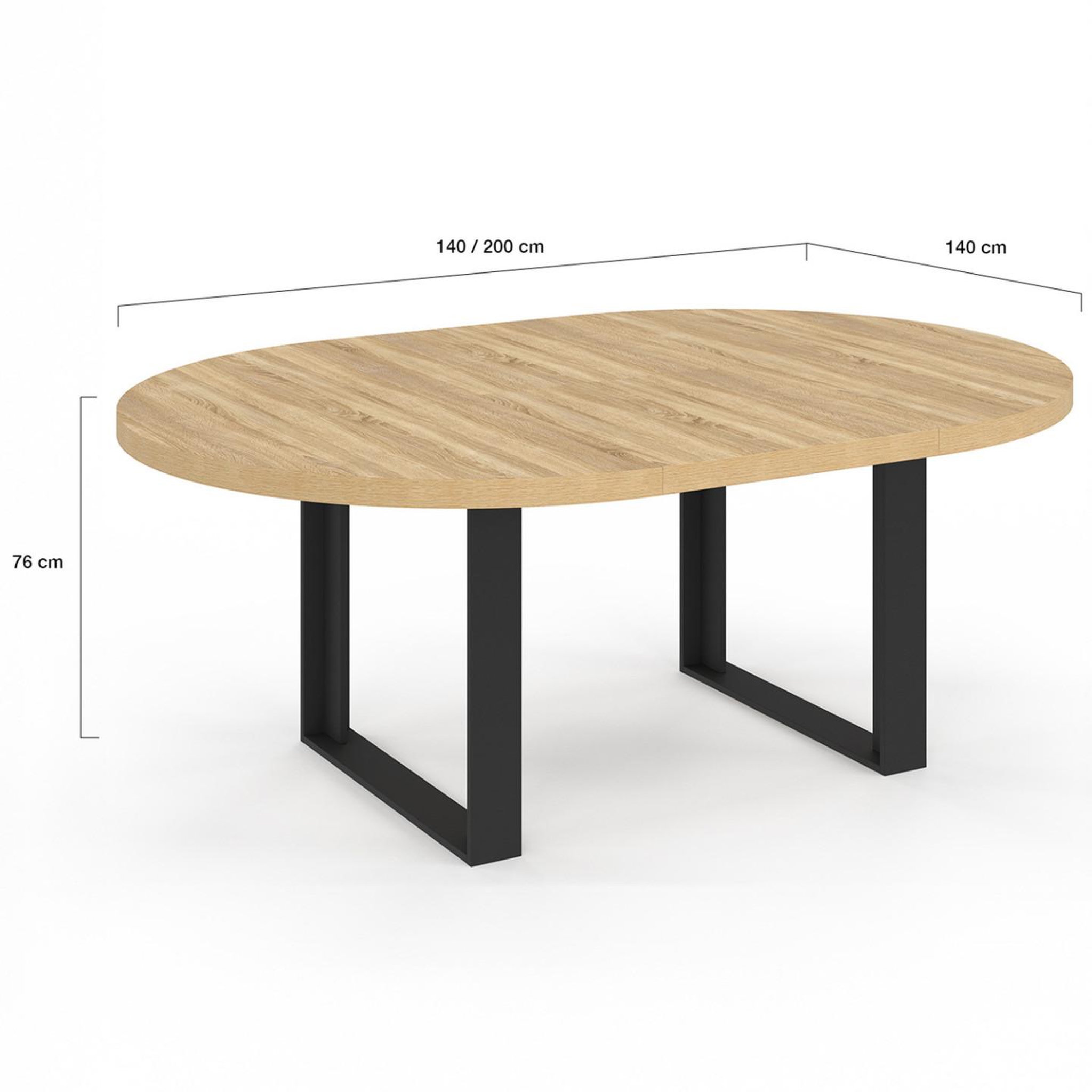 Voir la diapositive 5 : ID MARKET Table à manger extensible ronde phoenix 6-10 personnes bois et noir 140-200 cm