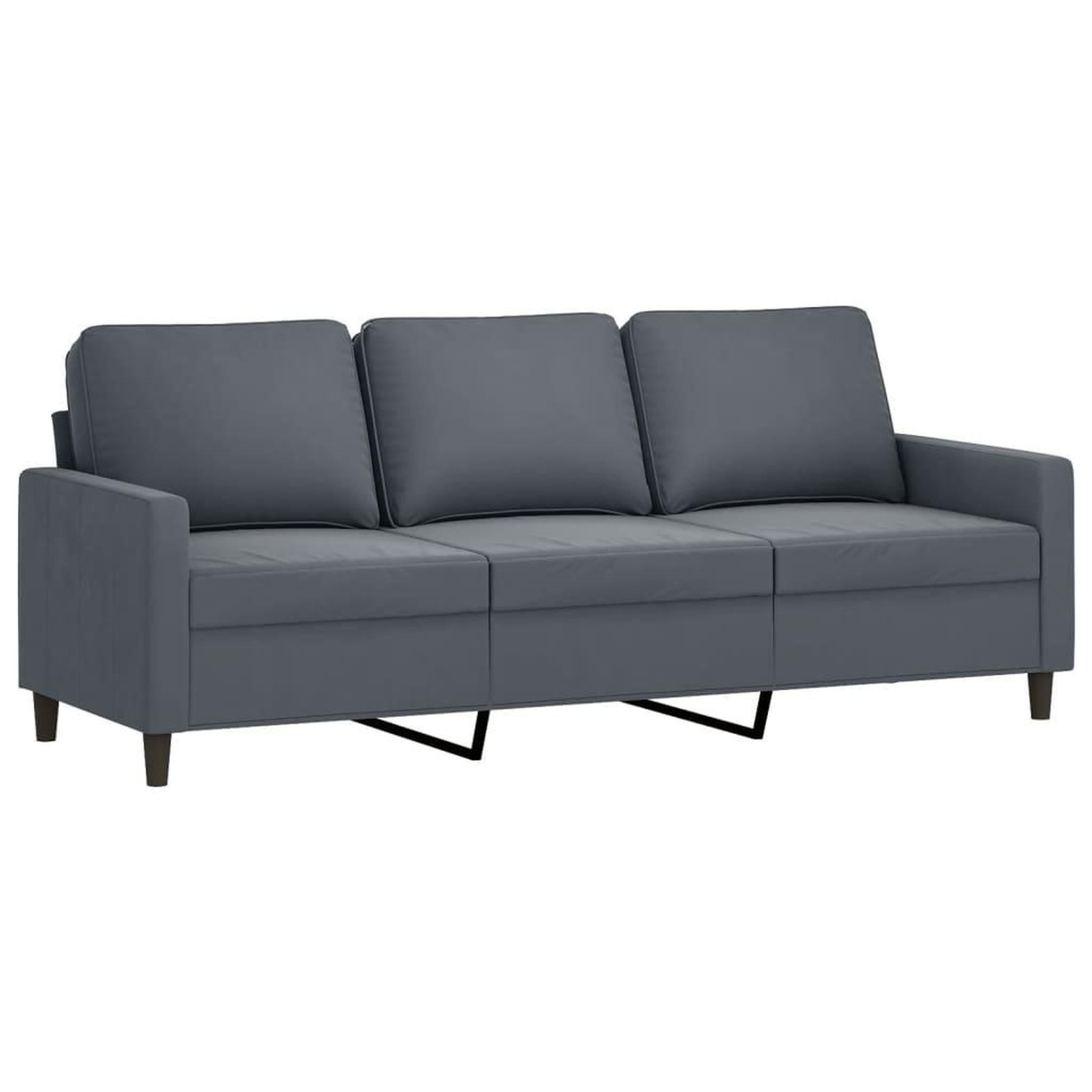 Voir la diapositive 2 : VIDAXL Canape a 3 places Gris fonce 180 cm Velours
