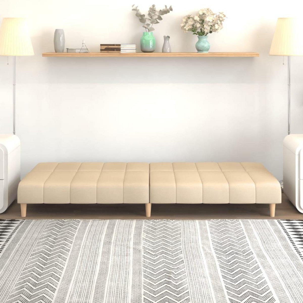 VIDAXL Canape-lit a 2 places creme tissu