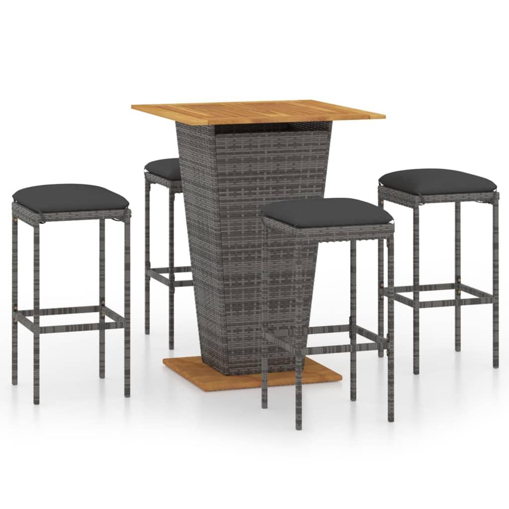 Voir la diapositive 2 : VIDAXL Ensemble de bar de jardin 5 pcs et coussins resine tressee gris