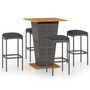 Voir la diapositive 2 : VIDAXL Ensemble de bar de jardin 5 pcs et coussins Resine tressee Gris