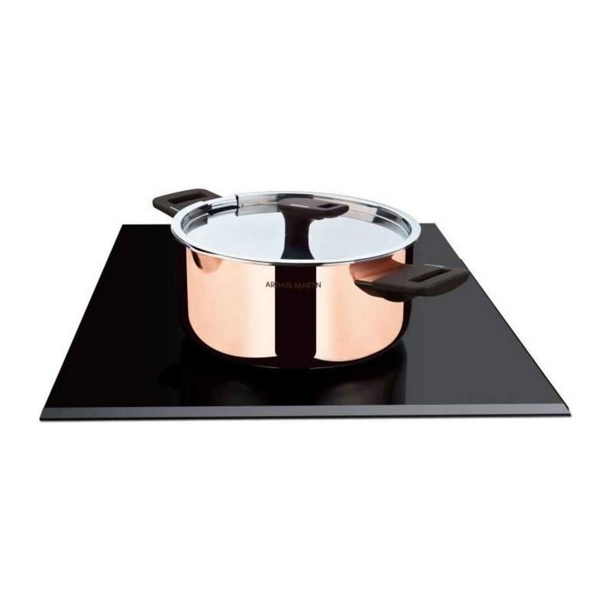 Arthur Martin Faitout 24 cm - ARTHUR MARTIN - AM945GT - 3 couches triple action : cuivre, aluminium, inox - Tous feux dont induction