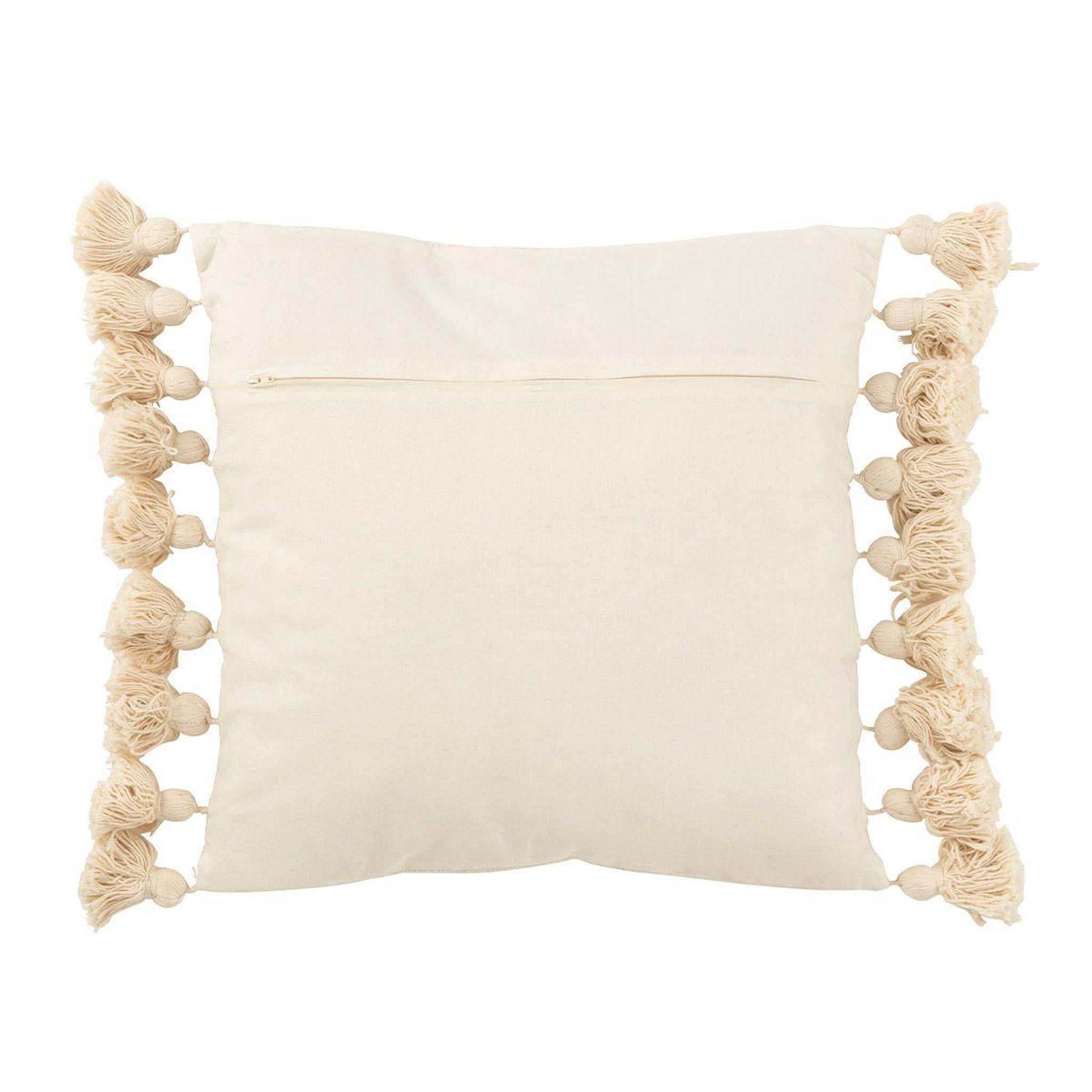 Voir la diapositive 2 : J-LINE Coussin déco pompons  bella  48x48cm beige