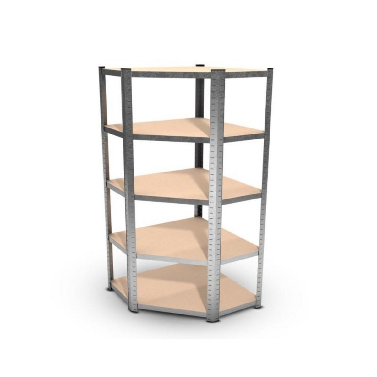 EUROSPEN Étagère d'angle polyvalente en métal - Charge lourde Max 750kg - 180 x 90 x 45 cm - Gris