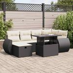 VIDAXL Salon de jardin 7 pcs avec coussins noir resine tressee