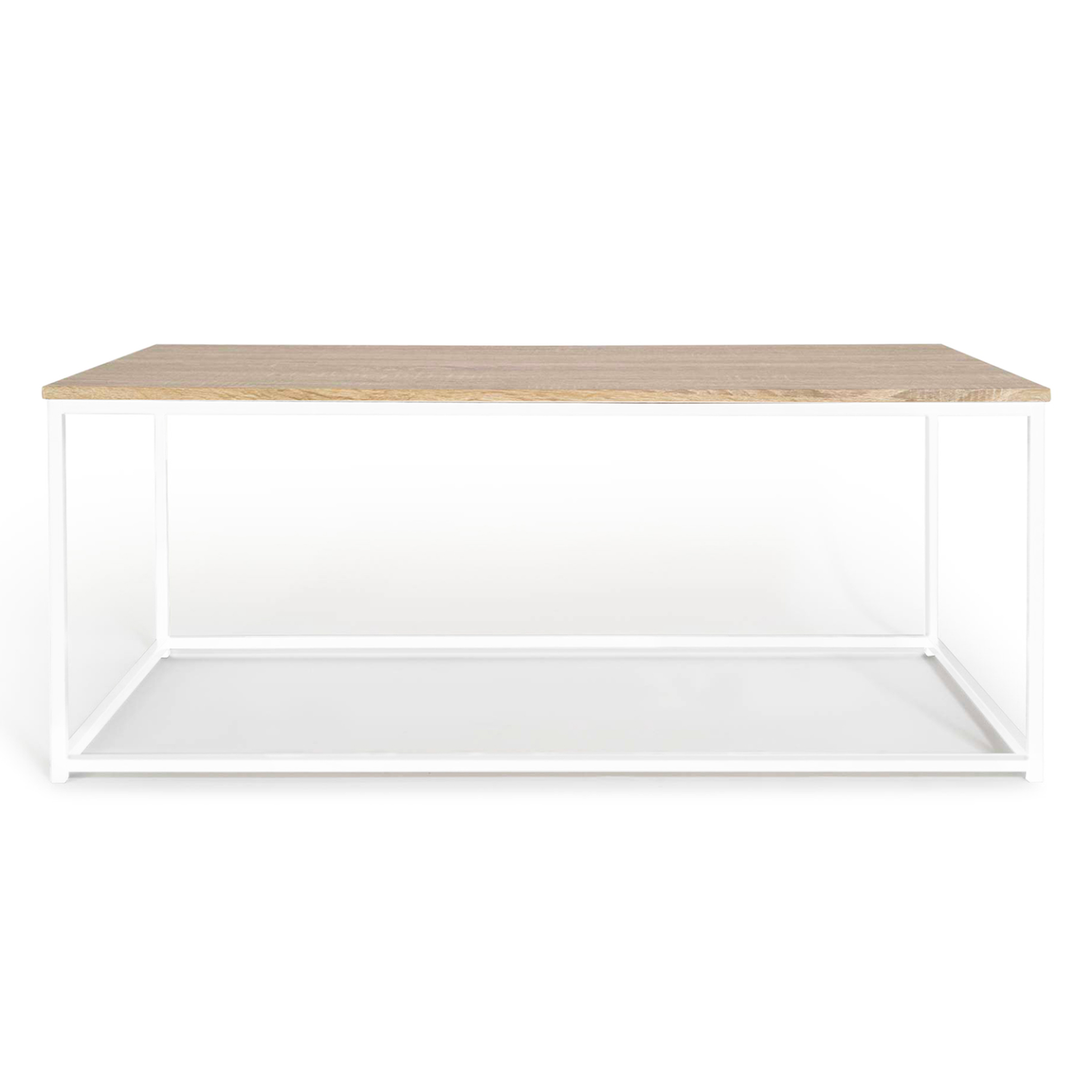 Voir la diapositive 3 : ID MARKET Table basse rectangulaire detroit 113 cm design industriel bois et métal blanc
