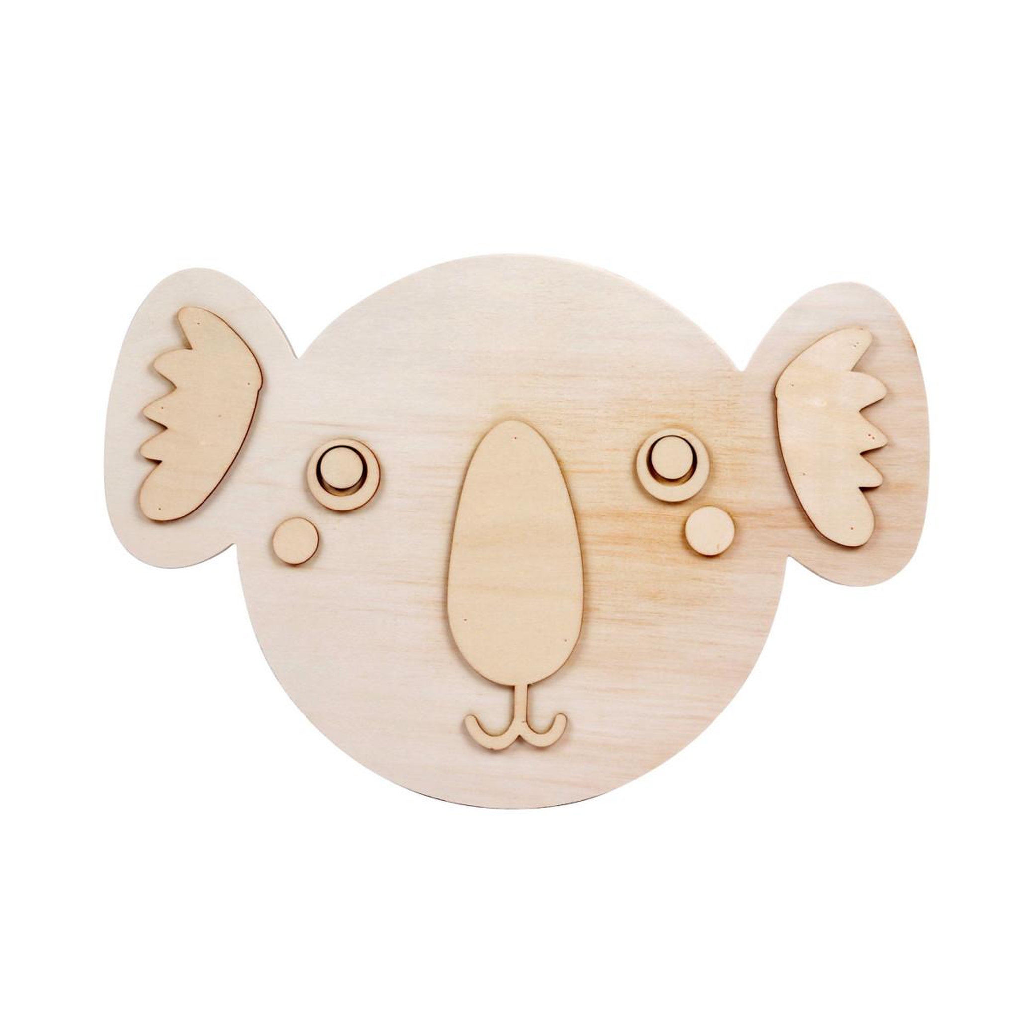 HOMEA Tête Animal à Peindre  Koala  35cm Naturel