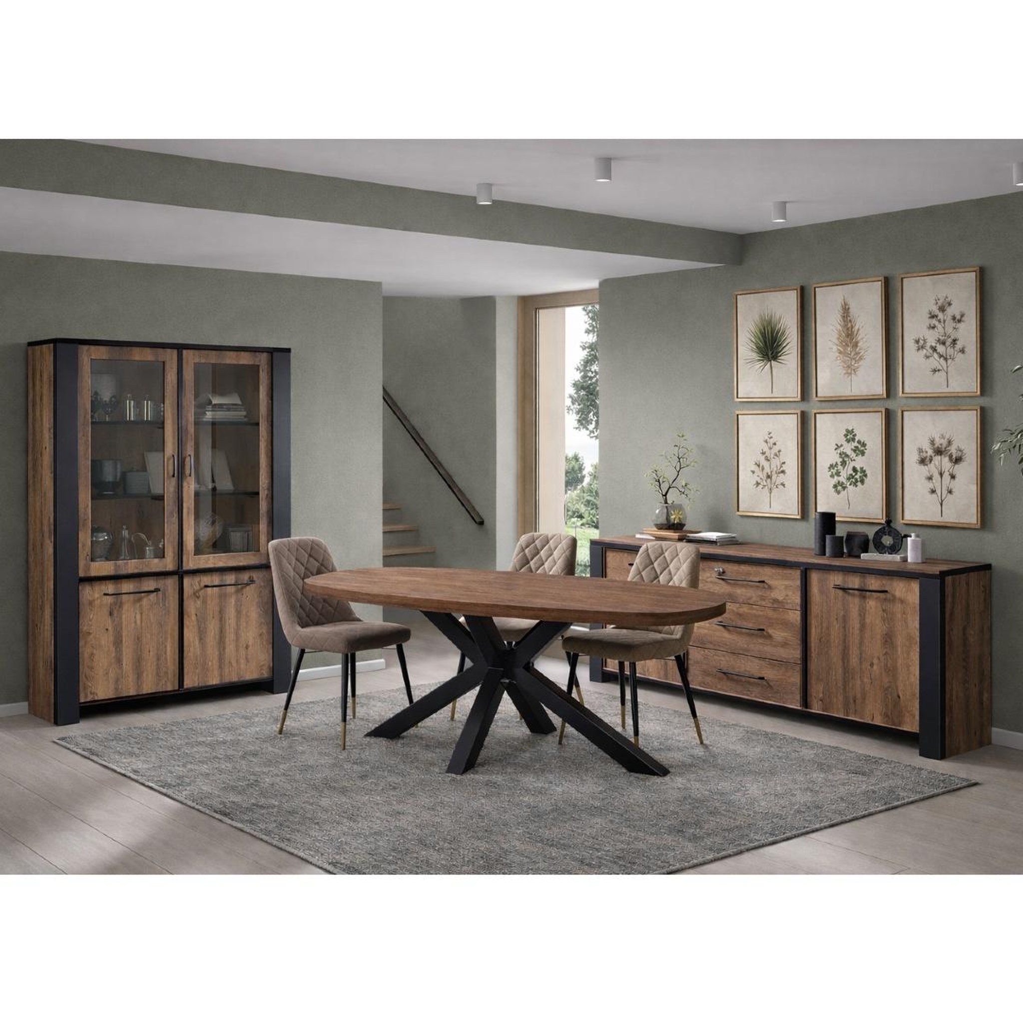JLC KREATION Salle manger complète en bois avec table ovale SAMANTHA