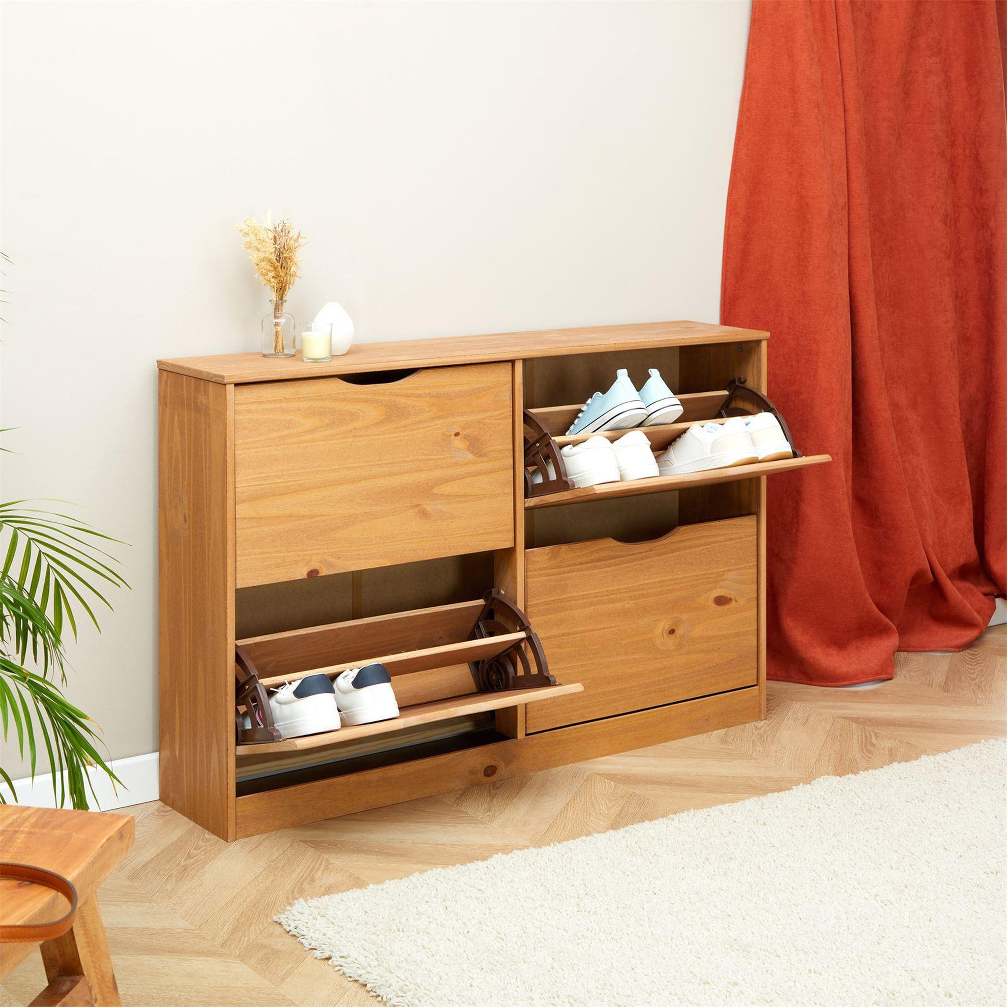 Voir la diapositive 4 : IDIMEX Meuble à chaussures en pin BASIL