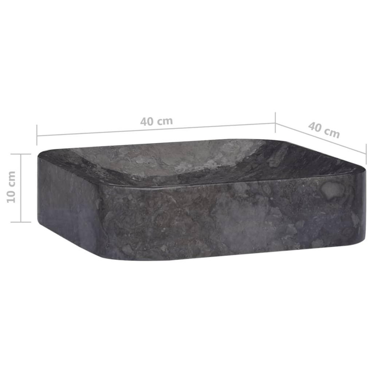 VIDAXL Lavabo Noir 40x40x10 cm Marbre