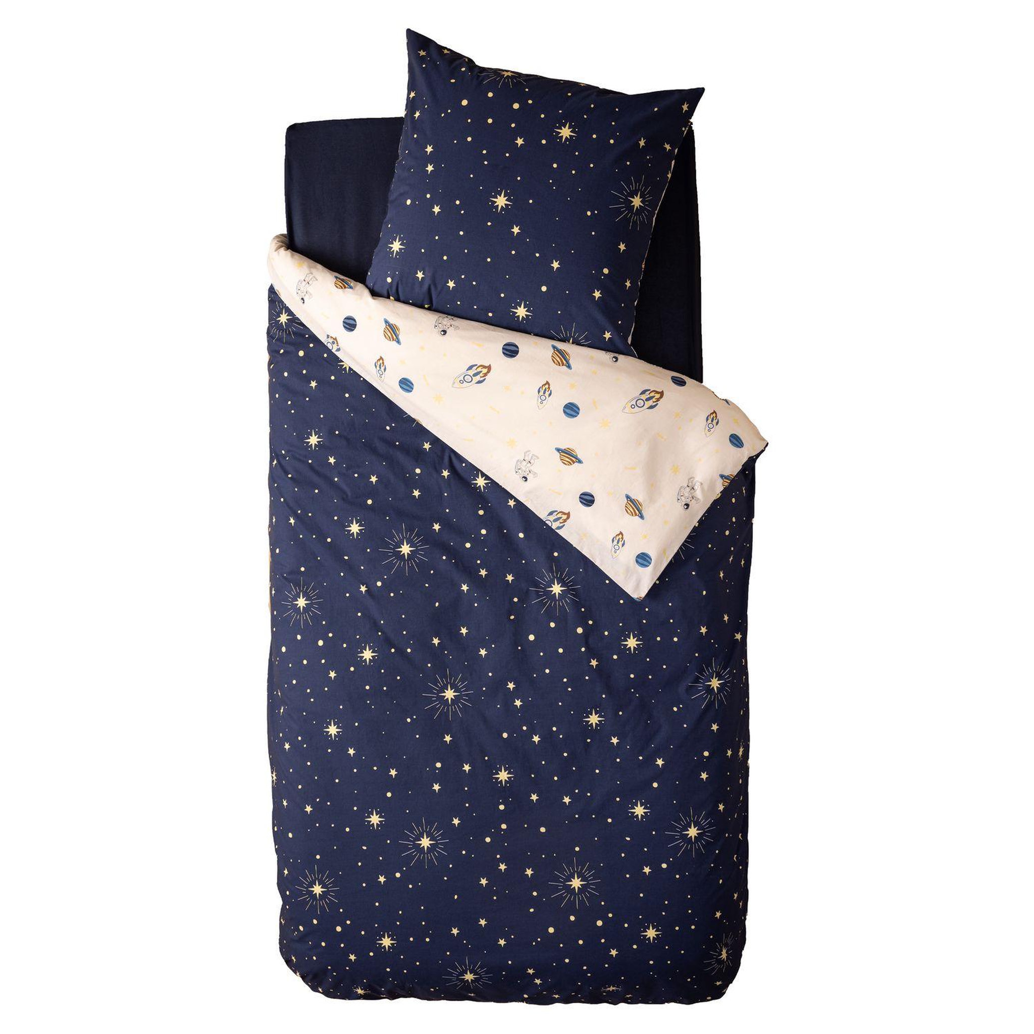 ATMOSPHERA Parure de lit enfant réversible espace - 100% coton - 140 x 200 cm
