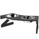 PAWHUT Porte-gamelles surélevé 2 écuelles une anti-glouton acier inox MDF noir