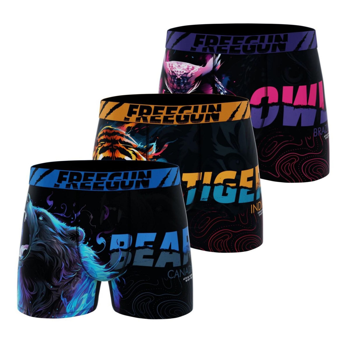 FREEGUN Lot de 3 boxers homme A90