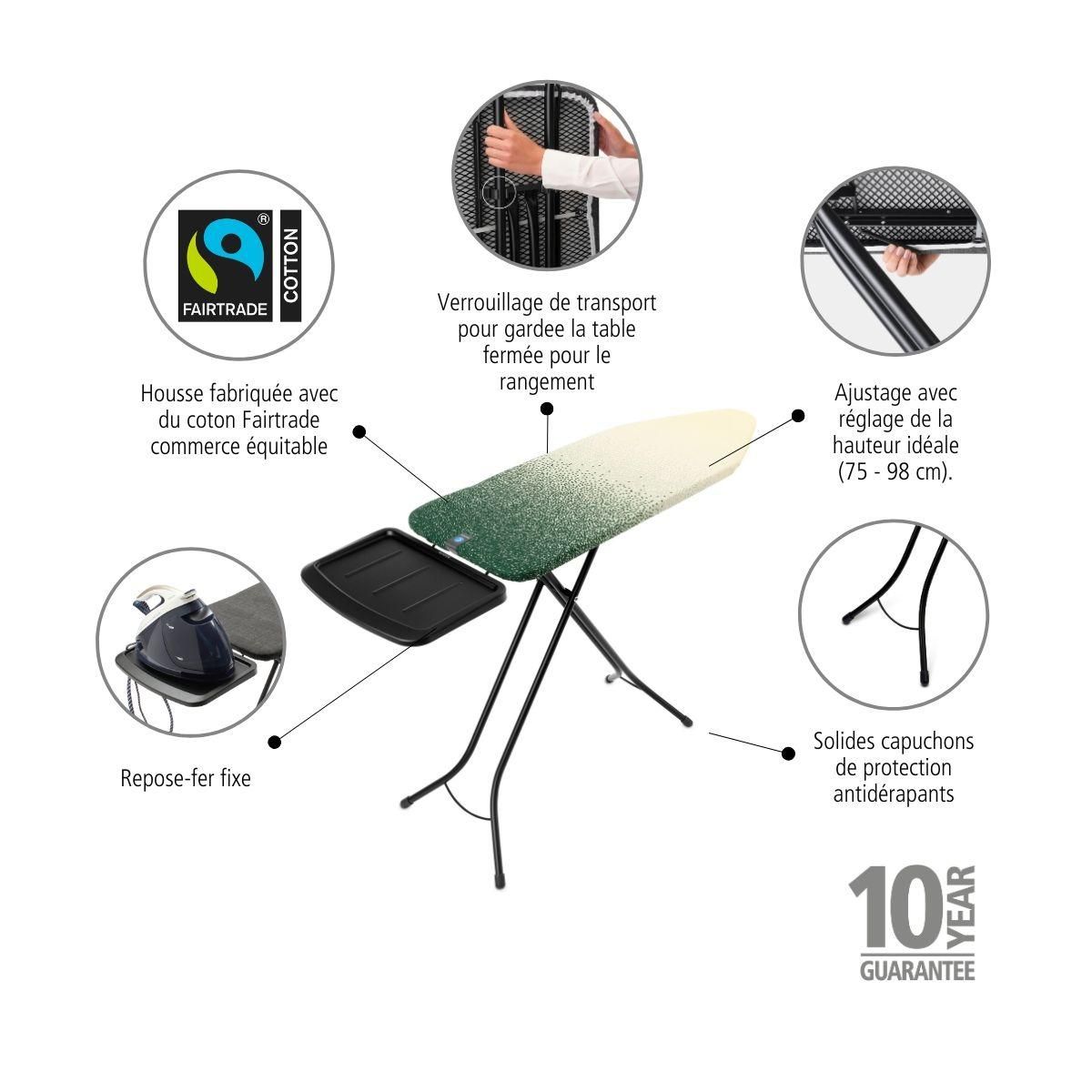 BRABANTIA Table à repasser New Dawn 124x45cm