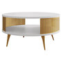 Voir la diapositive 1 : BEST MOBILIER Forini - table basse ronde - blanc et doré - 1 niche - 75 cm