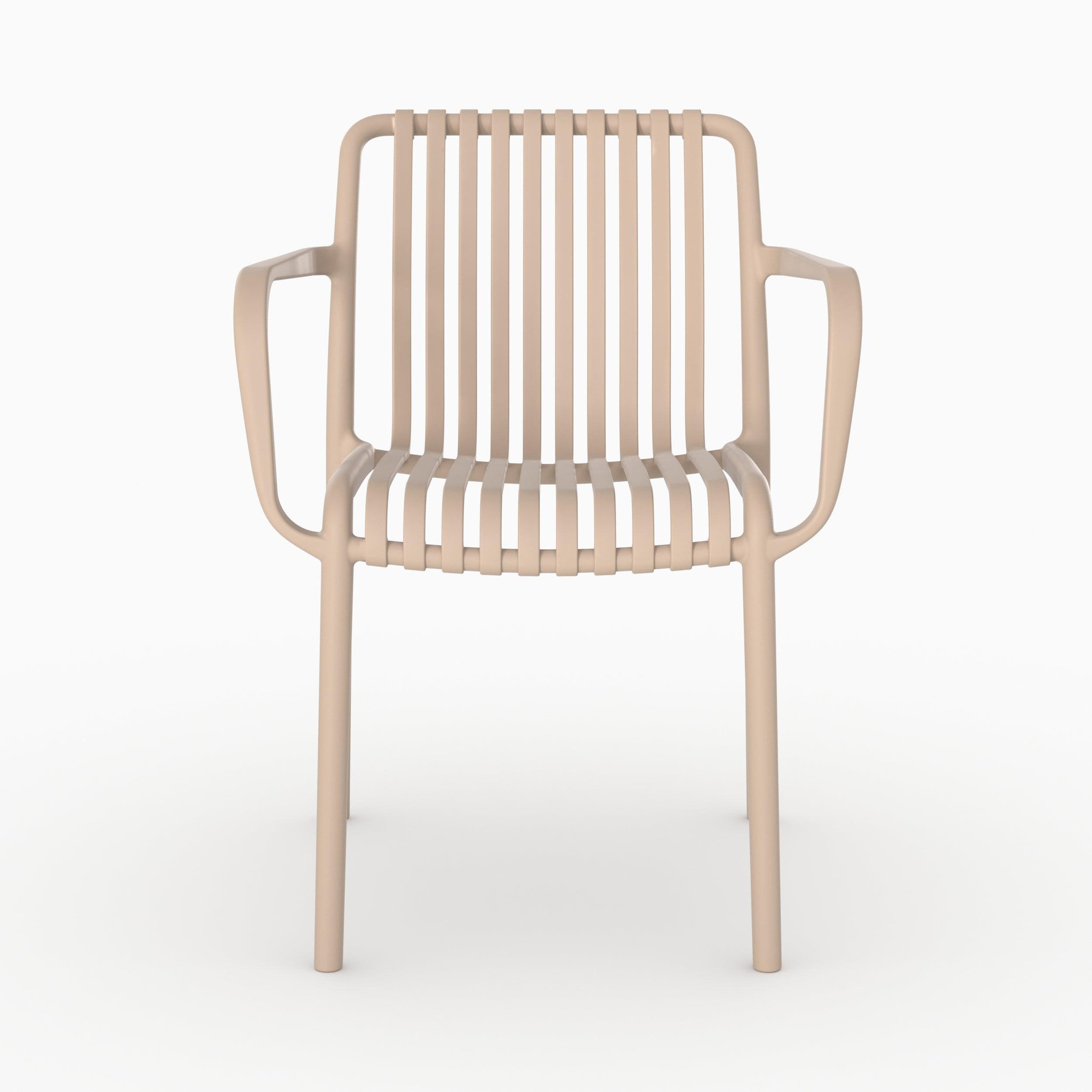 Voir la diapositive 5 : MAISON PAVANE Lot de 2 chaises de jardin empilables en plastique beige-ivy