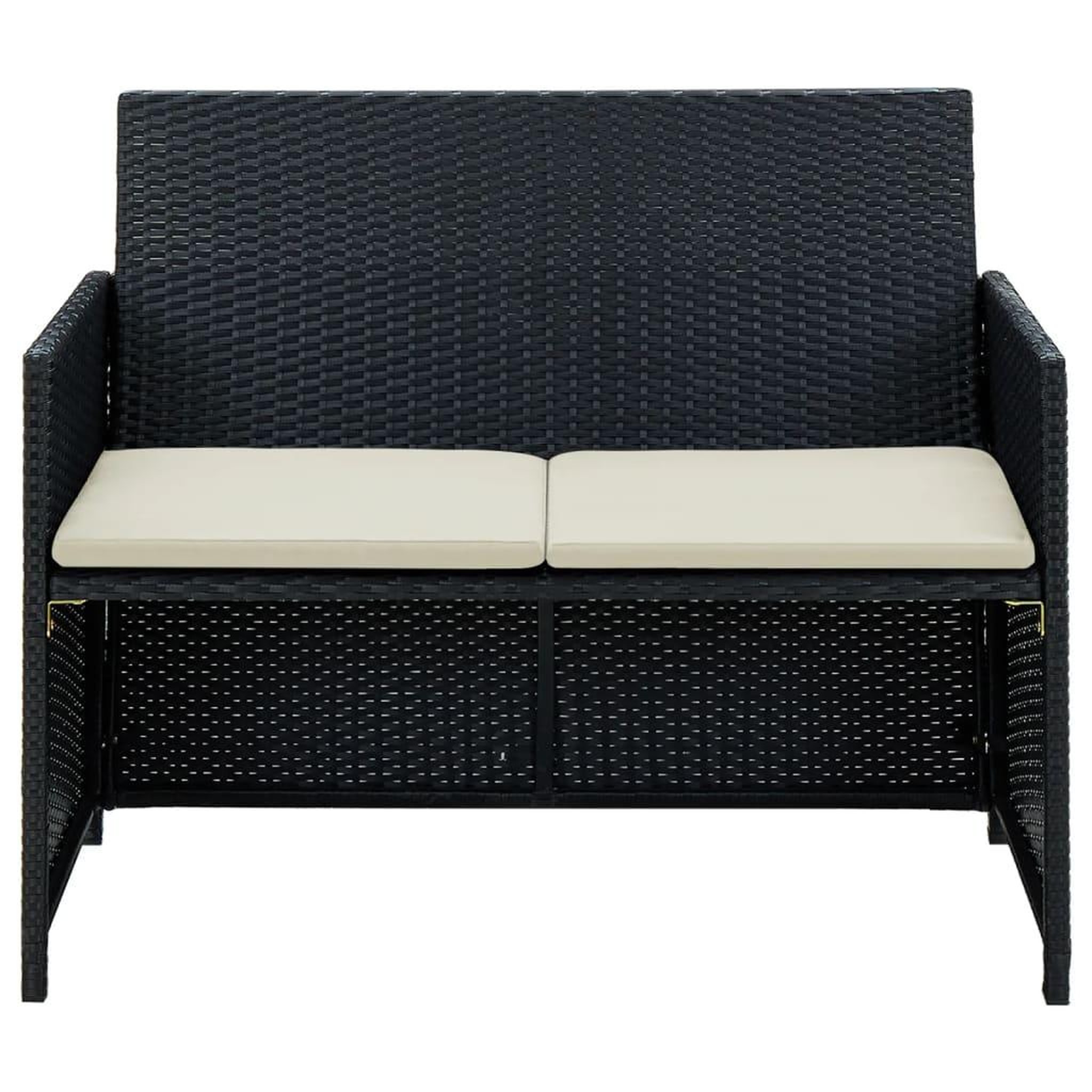 Voir la diapositive 2 : VIDAXL Canape de jardin a 2 places avec coussins Noir Resine tressee