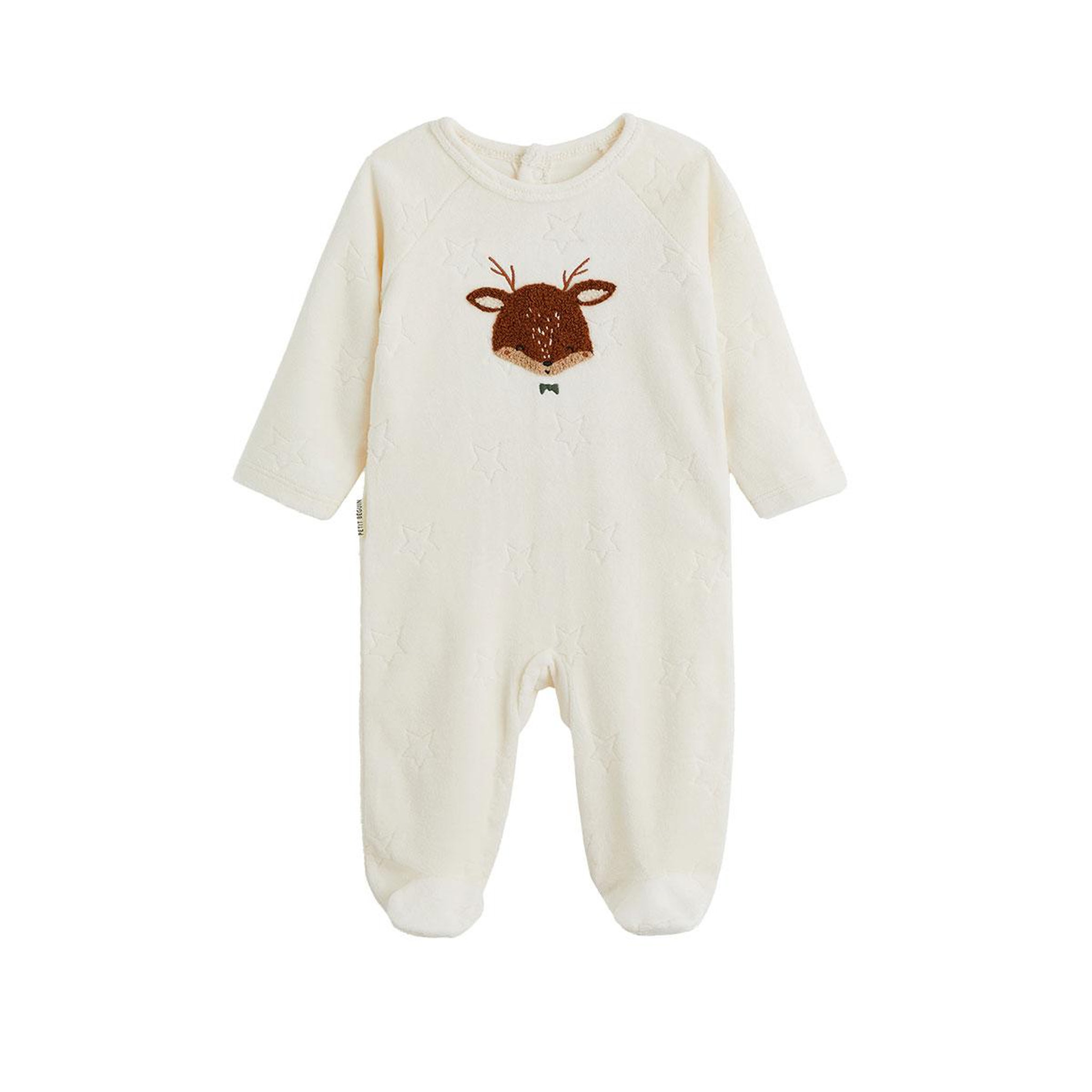 PETIT BEGUIN Pyjama bébé en velours Oslo. Coloris disponibles : Beige