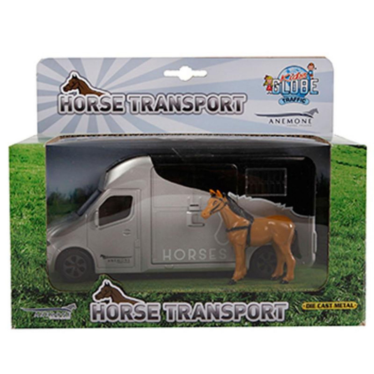 GLOB KIDS Kids Globe Die-cast Horse truck with Light and Sound Gray