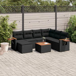 VIDAXL Salon de jardin 8 pcs avec coussins noir resine tressee