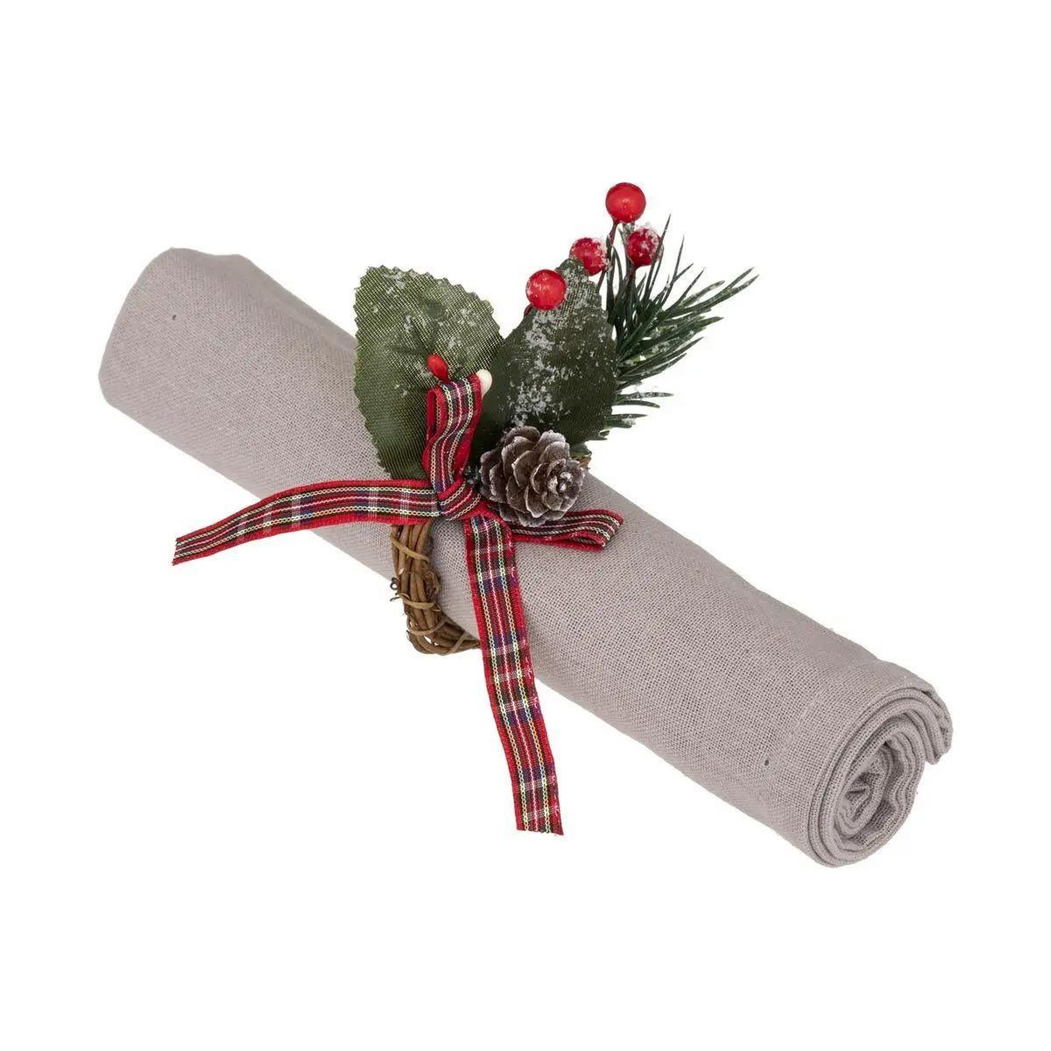 Voir la diapositive 2 : ATMOSPHERA Lot de 2 ronds de serviette  marron glacé  9cm vert