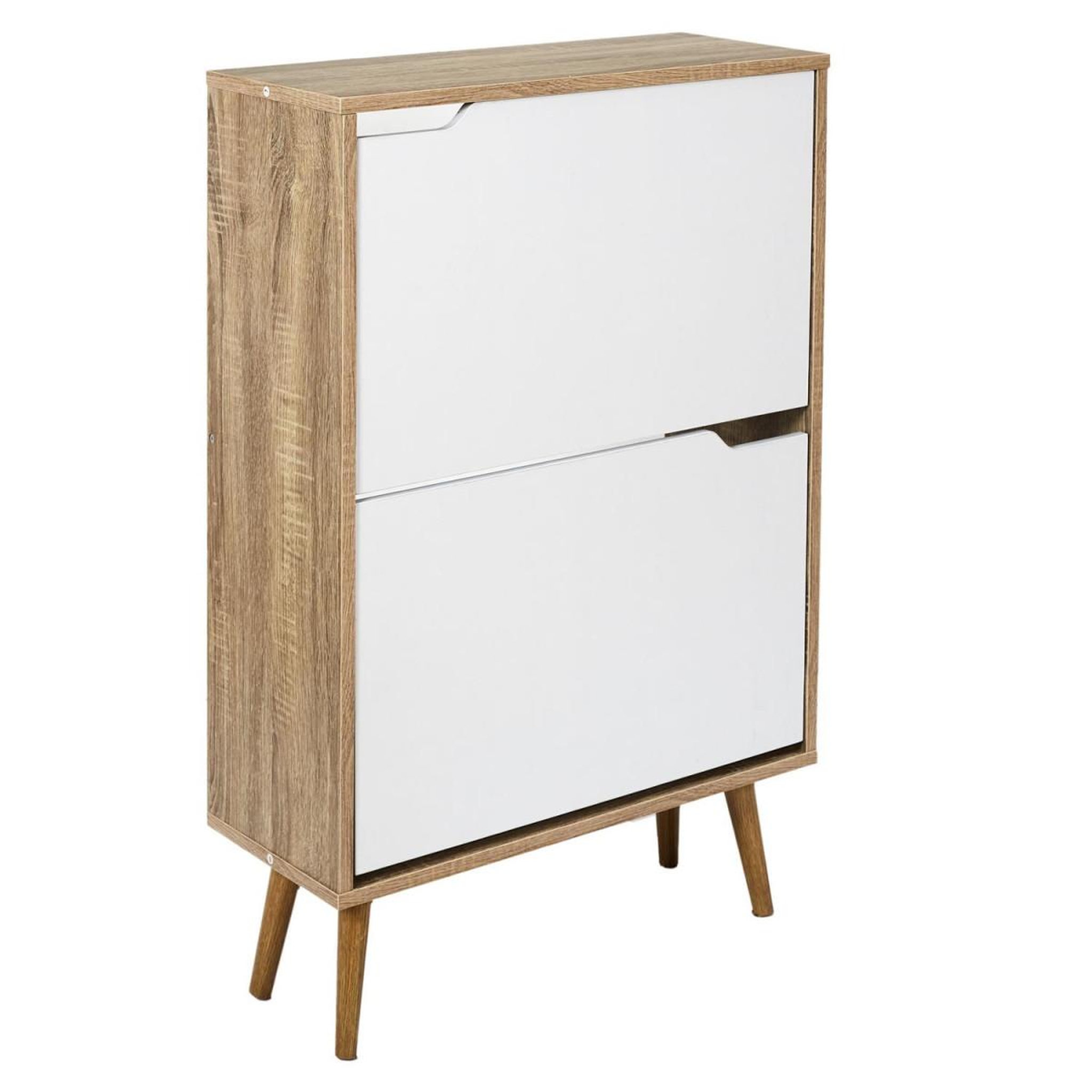 The Home Deco Factory Meuble à chaussures  2 portes  91cm blanc & naturel