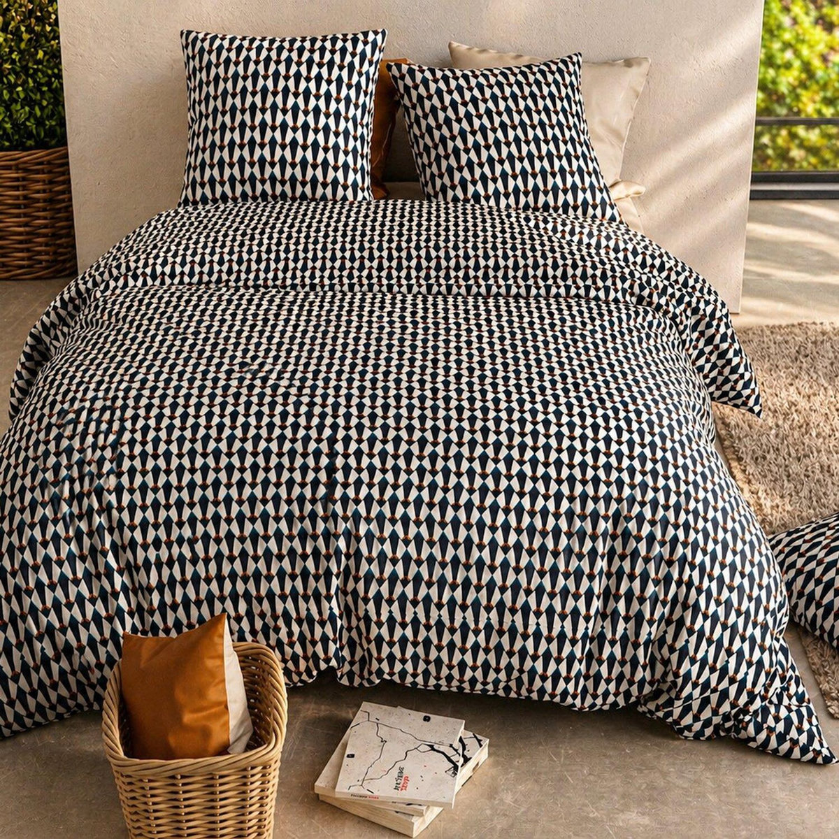 ATELIER DU COTON Parure de couette 100% coton 57fils - geo